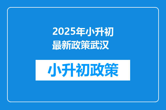 2025年小升初最新政策武汉