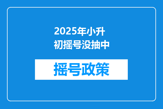 2025年小升初摇号没抽中