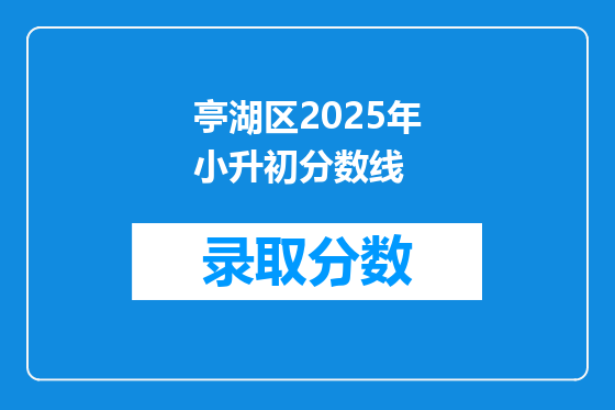 亭湖区2025年小升初分数线