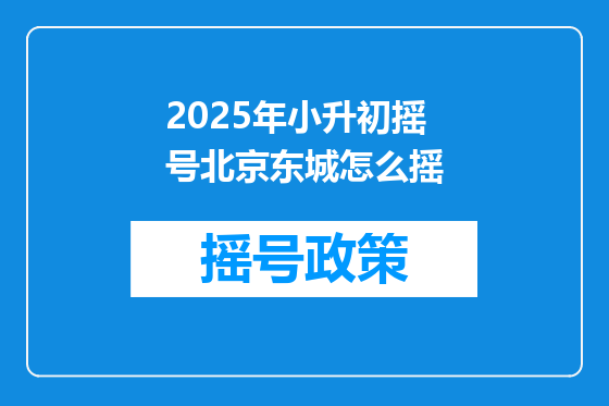 2025年小升初摇号北京东城怎么摇