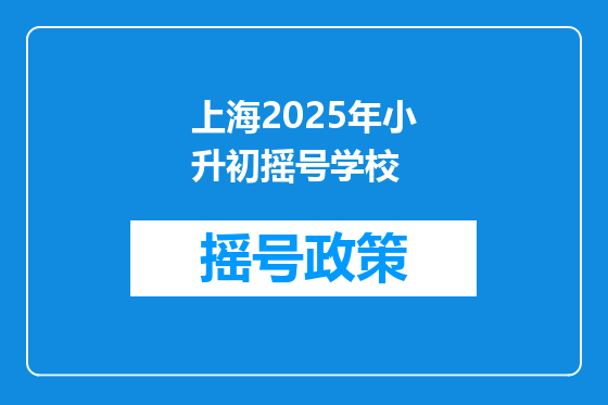 上海2025年小升初摇号学校