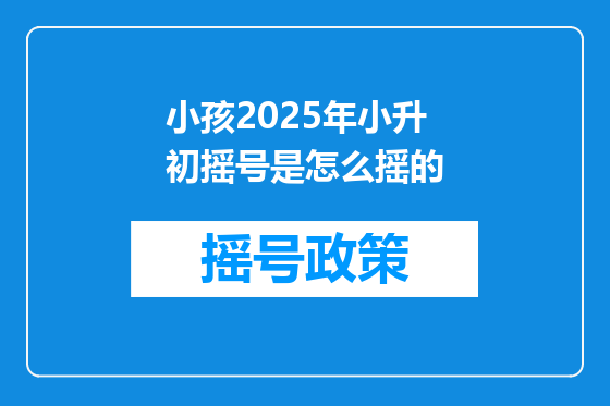 小孩2025年小升初摇号是怎么摇的