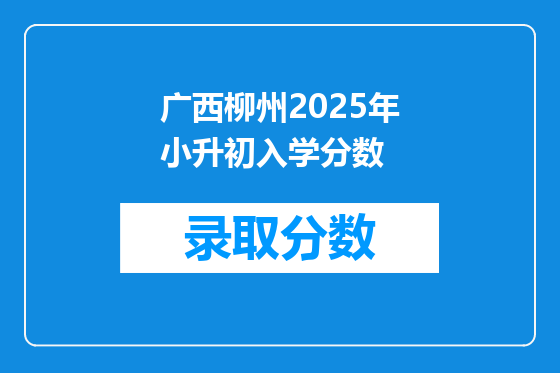 广西柳州2025年小升初入学分数