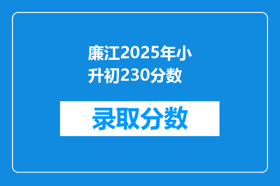 廉江2025年小升初230分数