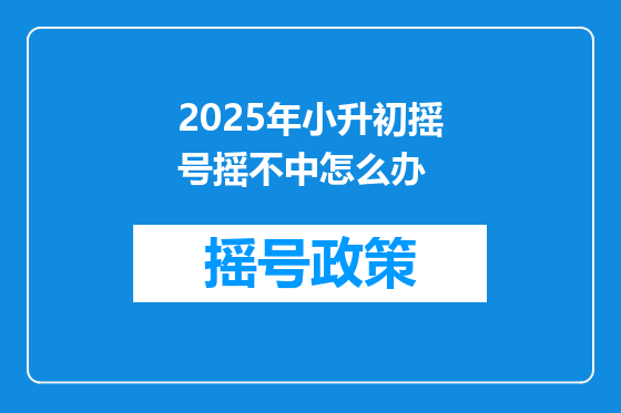 2025年小升初摇号摇不中怎么办