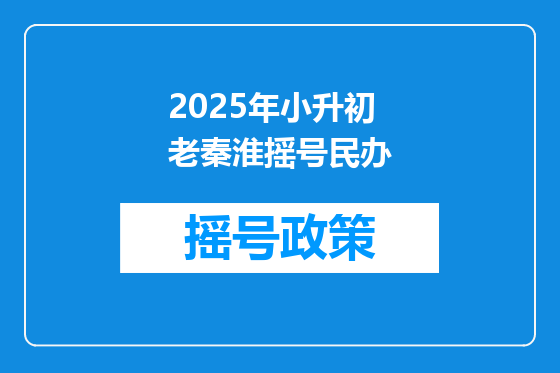 2025年小升初 老秦淮摇号民办