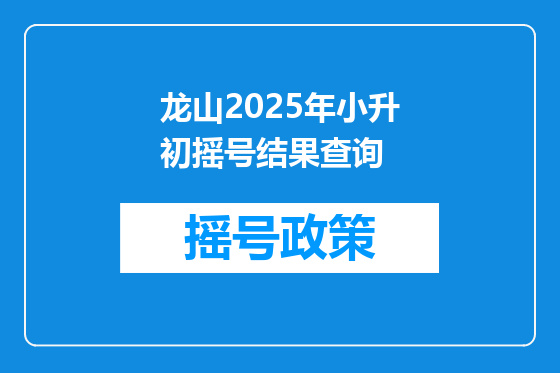 龙山2025年小升初摇号结果查询