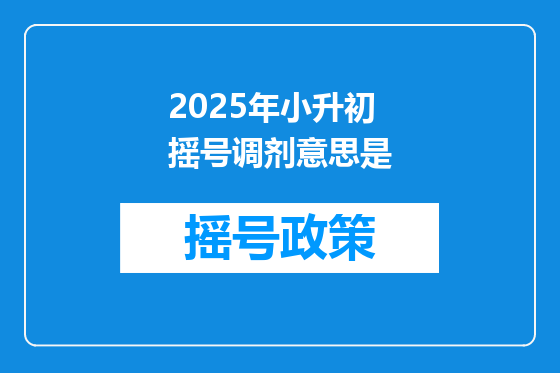 2025年小升初摇号调剂意思是