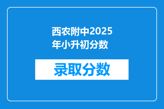 西农附中2025年小升初分数