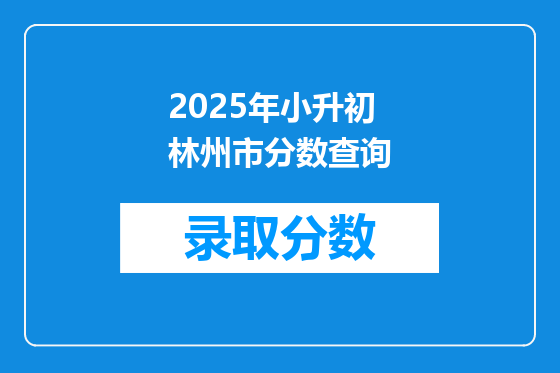 2025年小升初林州市分数查询