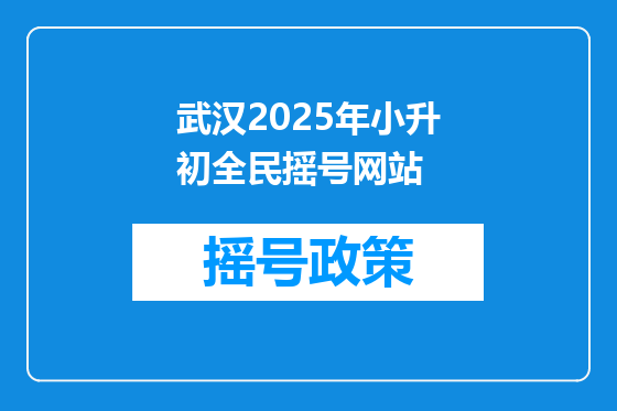 武汉2025年小升初全民摇号网站