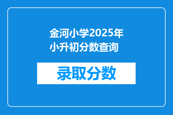 金河小学2025年小升初分数查询