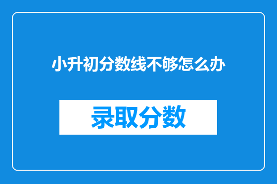 小升初分数线不够怎么办