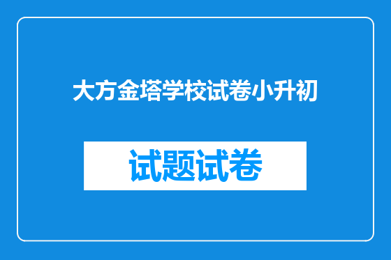 大方金塔学校试卷小升初