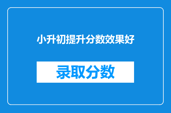 小升初提升分数效果好
