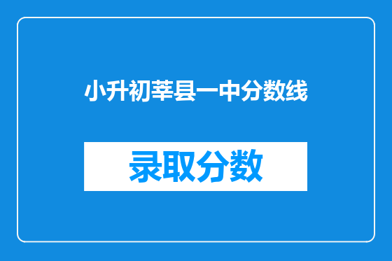 小升初莘县一中分数线