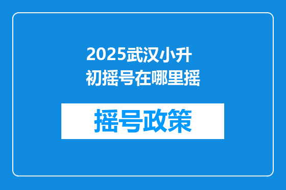 2025武汉小升初摇号在哪里摇