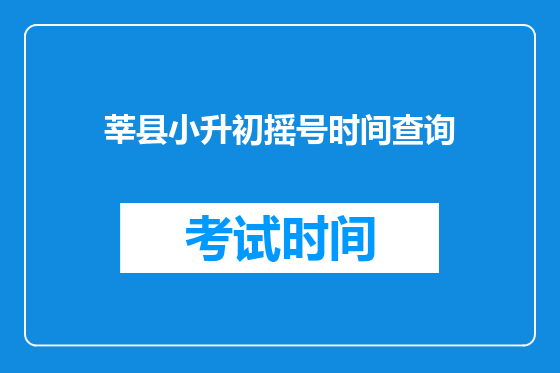莘县小升初摇号时间查询