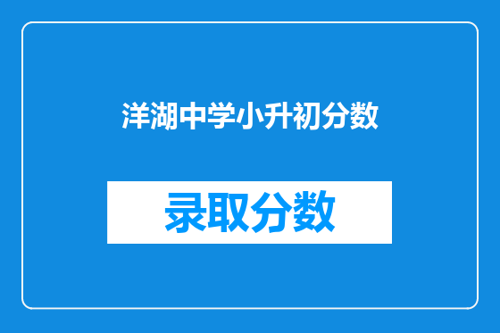 洋湖中学小升初分数