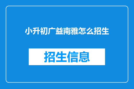 小升初广益南雅怎么招生