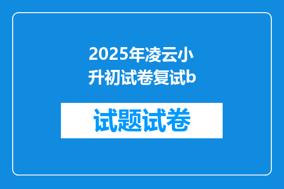 2025年凌云小升初试卷复试b