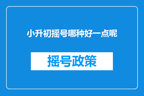 小升初摇号哪种好一点呢