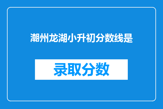 潮州龙湖小升初分数线是