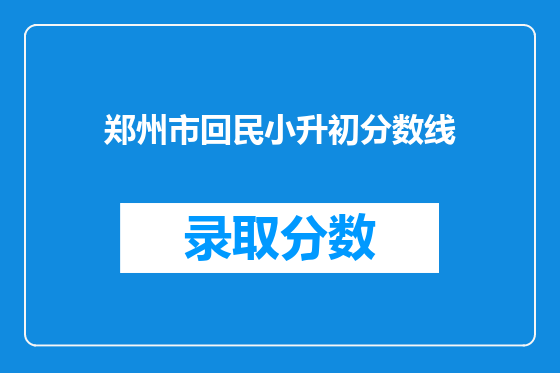 郑州市回民小升初分数线