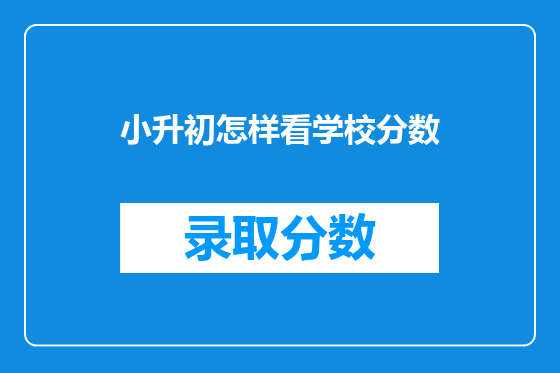 小升初怎样看学校分数