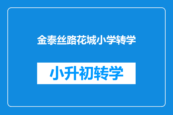 金泰丝路花城小学转学