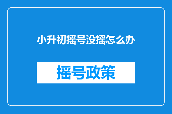 小升初摇号没摇怎么办