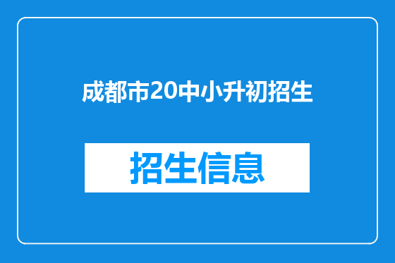 成都市20中小升初招生