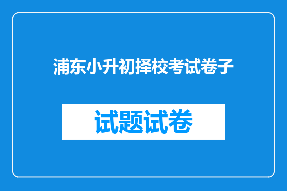 浦东小升初择校考试卷子