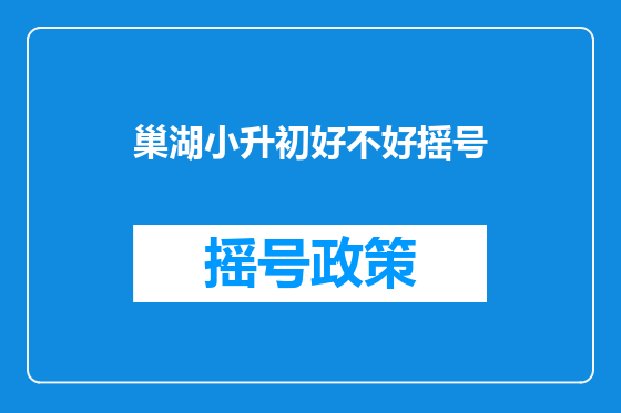 巢湖小升初好不好摇号