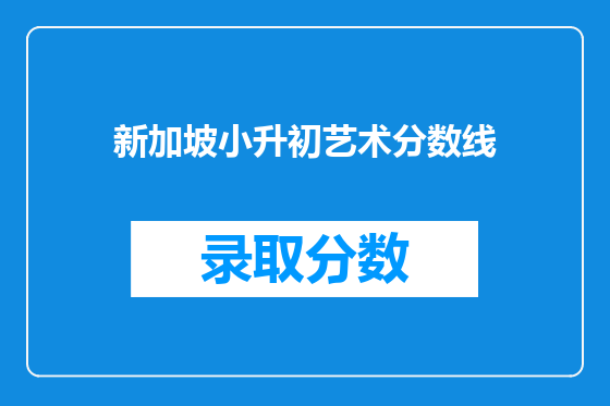 新加坡小升初艺术分数线