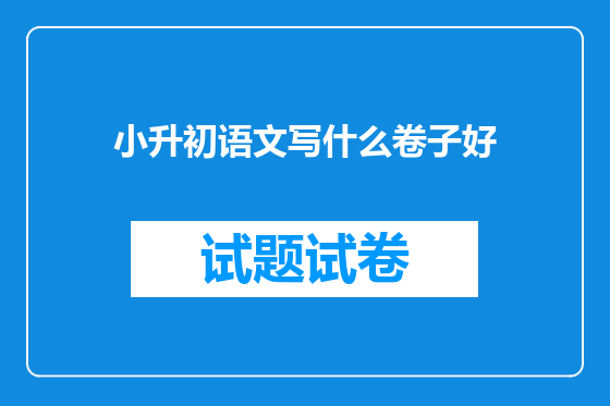 小升初语文写什么卷子好
