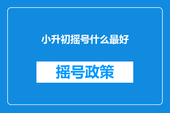 小升初摇号什么最好