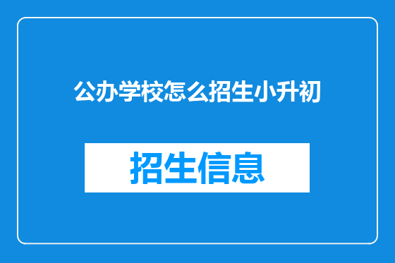 公办学校怎么招生小升初