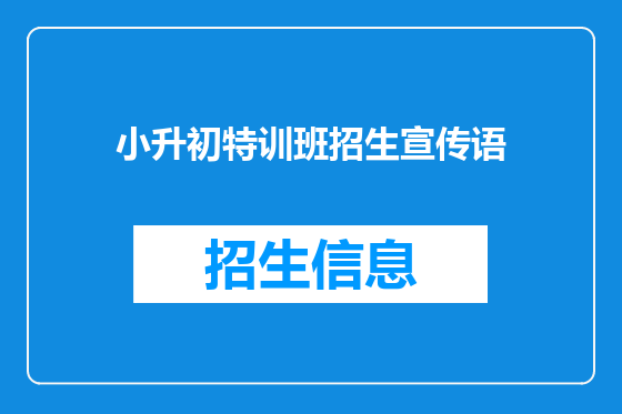 小升初特训班招生宣传语