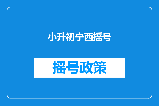 小升初宁西摇号