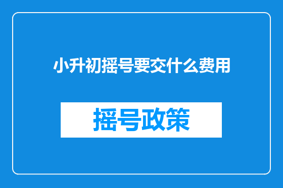 小升初摇号要交什么费用