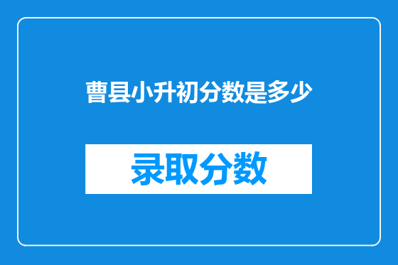 曹县小升初分数是多少