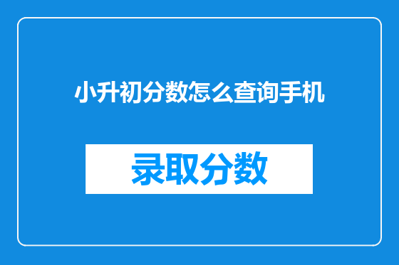 小升初分数怎么查询手机