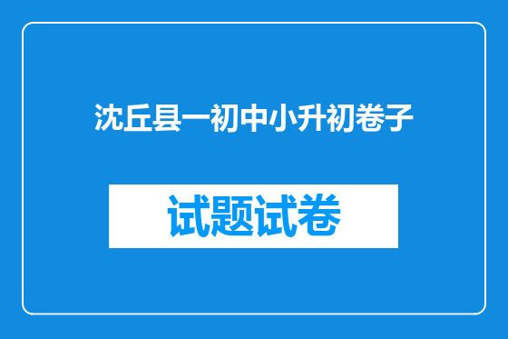 沈丘县一初中小升初卷子