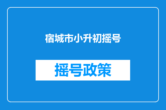 宿城市小升初摇号