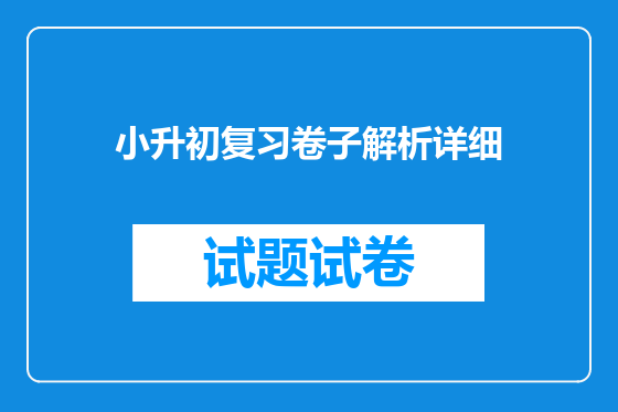 小升初复习卷子解析详细