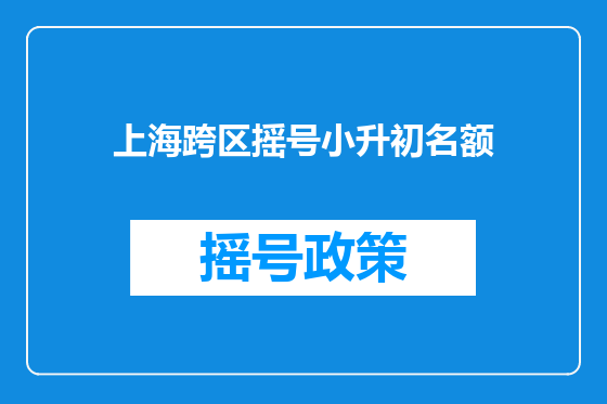 上海跨区摇号小升初名额