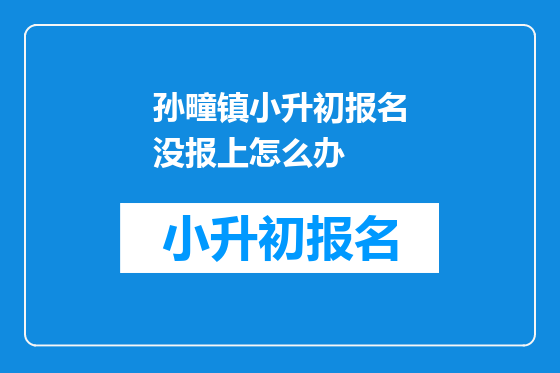孙疃镇小升初报名没报上怎么办