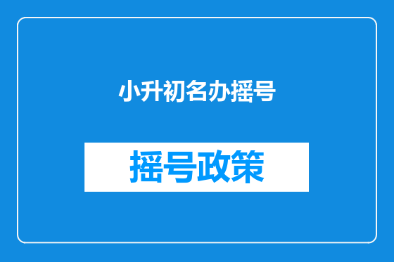 小升初名办摇号