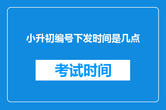 小升初编号下发时间是几点